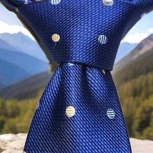 Charles Tyrwhitt Men's Neck Tie Blue / White Polka Dot 60"